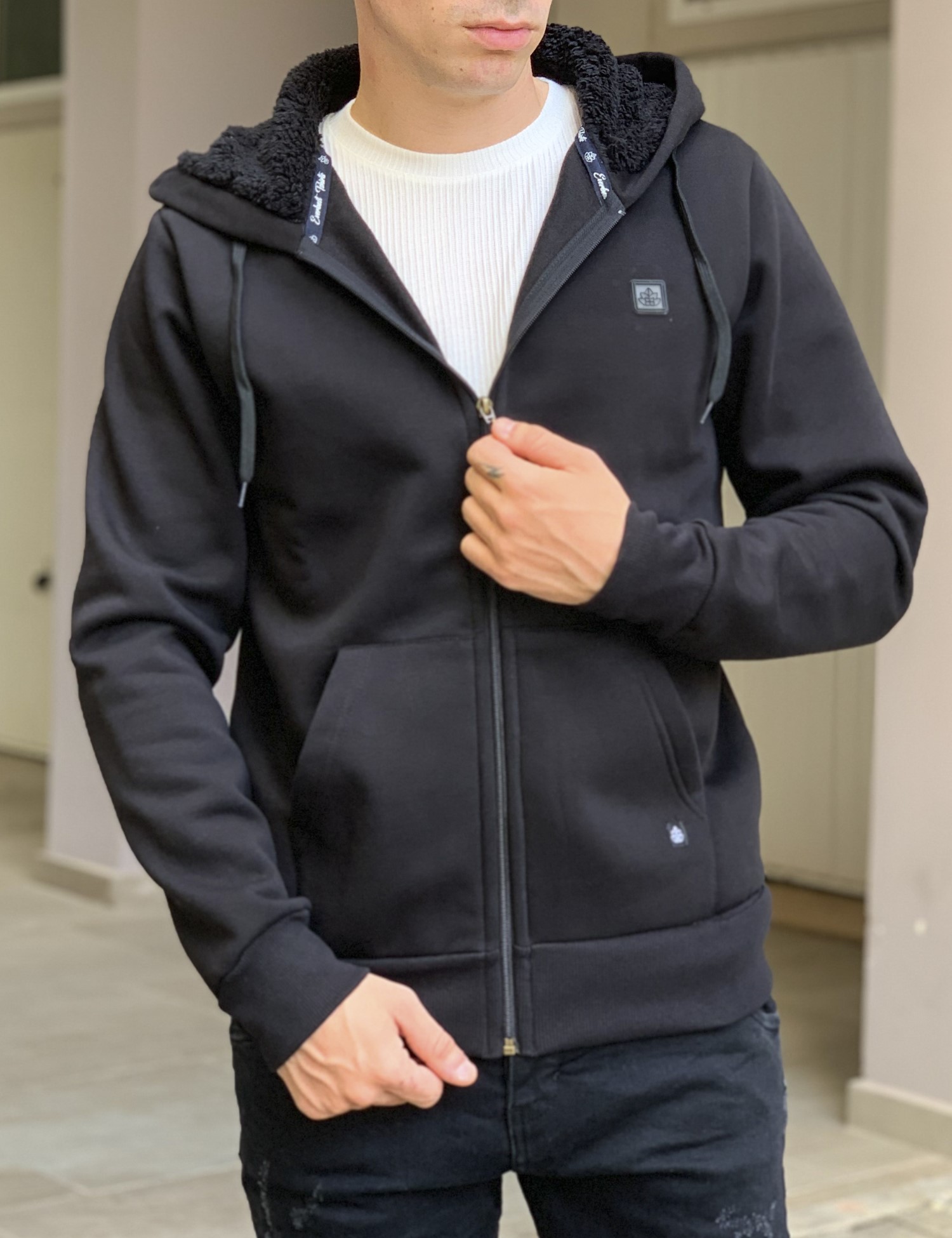 Everbest ανδρική Plus Size μαύρη ζακέτα φούτερ 241011 φωτογραφία